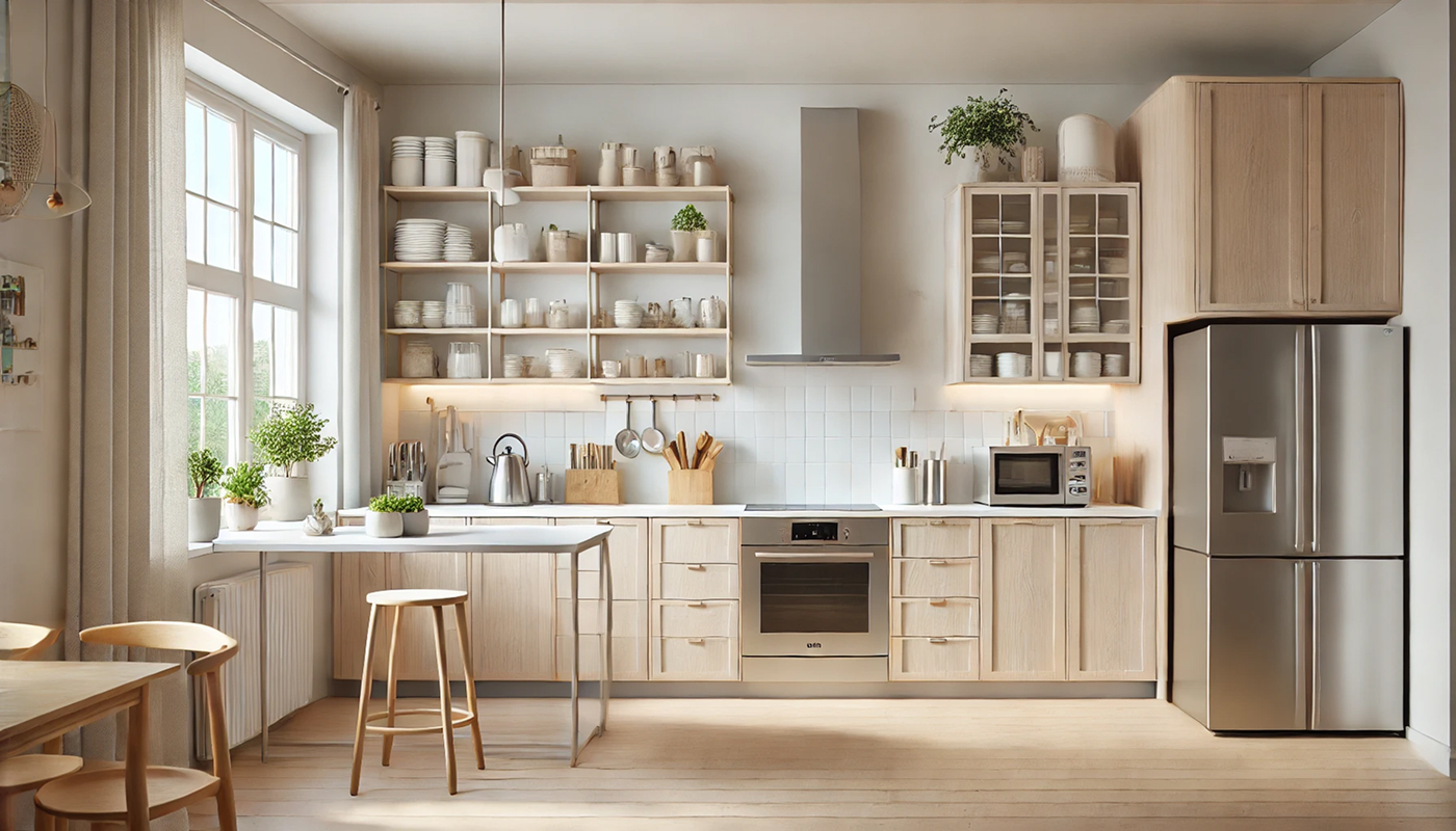 Фотореалистичная кухня в скандинавском стиле, созданная для IKEA.