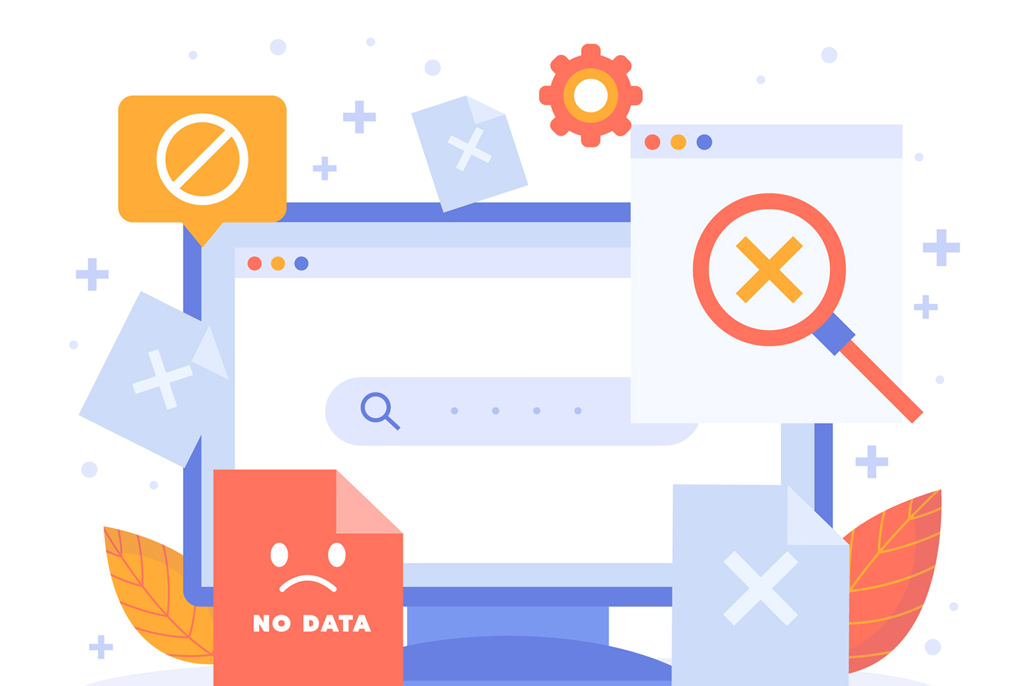 Яркая flat‑стильная картинка с ноутбуком и визуальными элементами no‑code: таблицы, интерфейсы, схемы автоматизации.